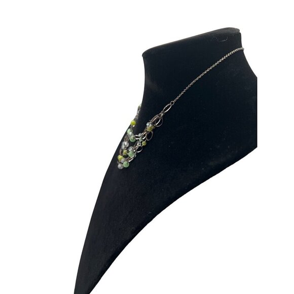 Vintage Multi-Strand Necklace & Bracelets Set - Green & Silver - Picture 4 of 8